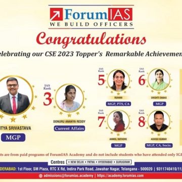 ForumIAS Academy Students Shine in UPSC 2023: Secures rank 1 for the third consecutive year